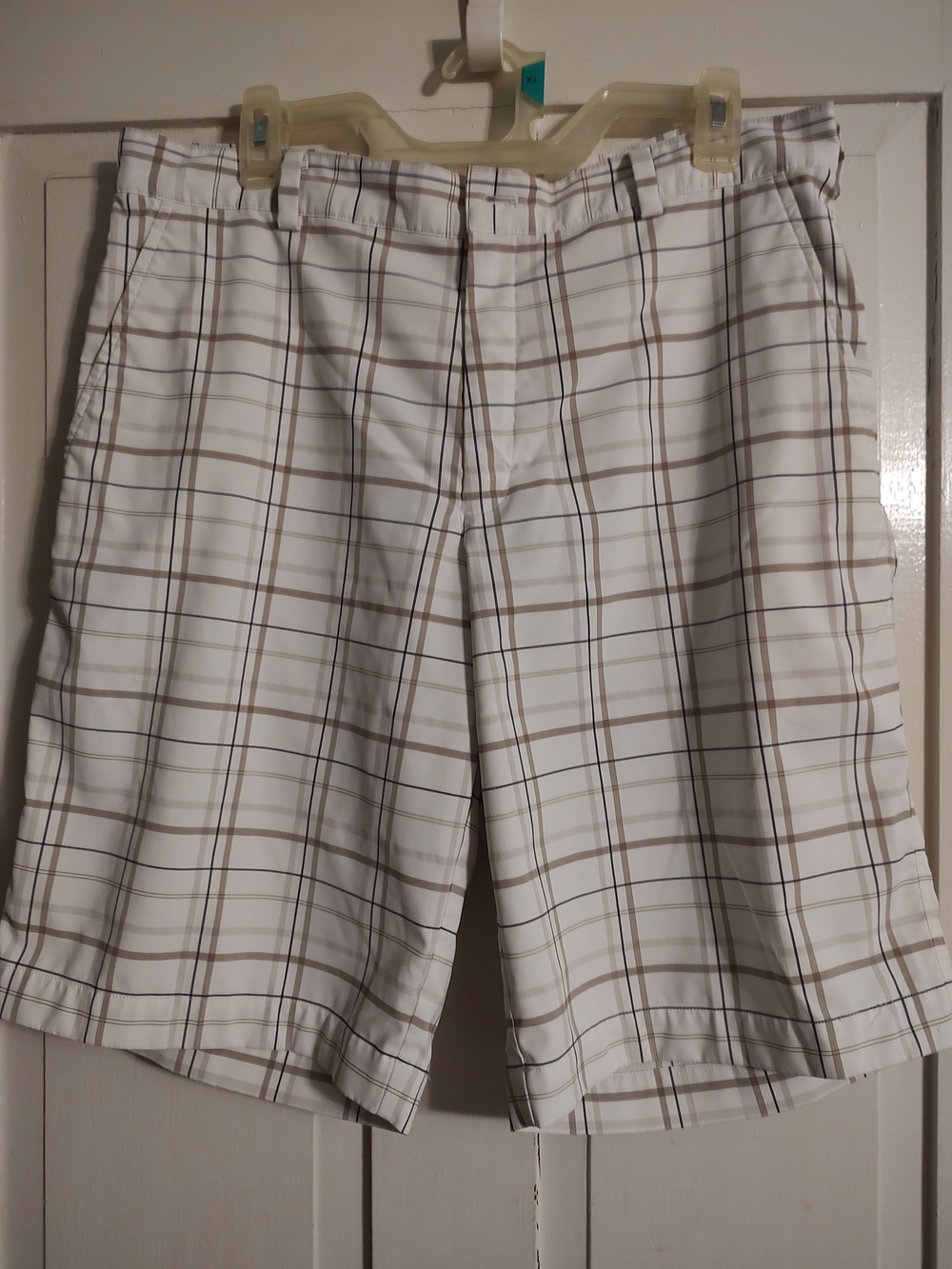 Nike Golf Dri-FIT Plaid Shorts White Beige Brown Black Men's Size 34 - Picture 1 of 4
